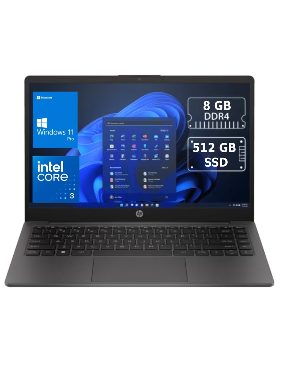 Laptop HP HP 240R G10 PRO 14 pulgadas HD Intel core 3 Intel UHD Graphics 8 GB RAM 512 GB SSD